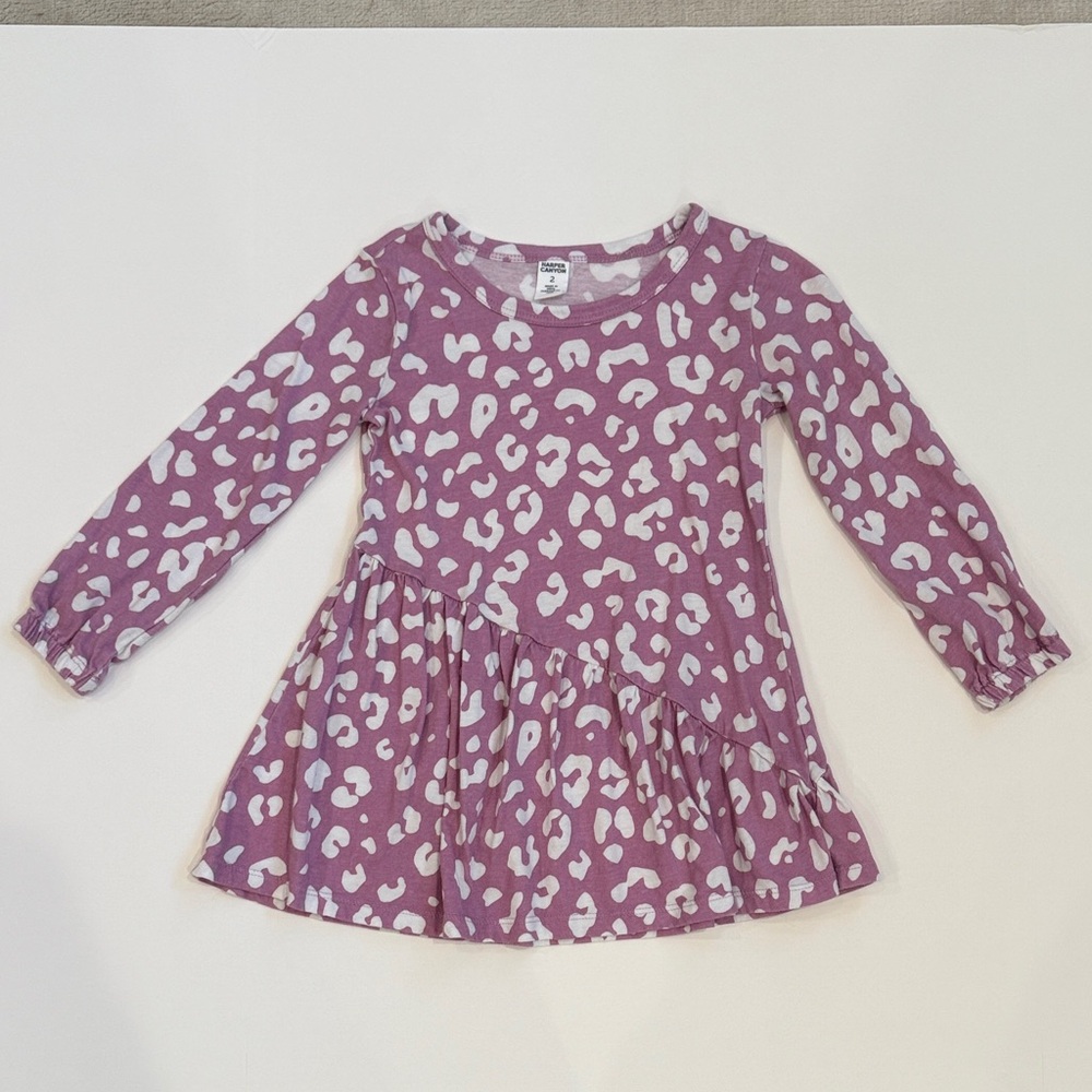 Harper Canyon lavender and White Animal Print Long Sleeve dress /tunic size 2